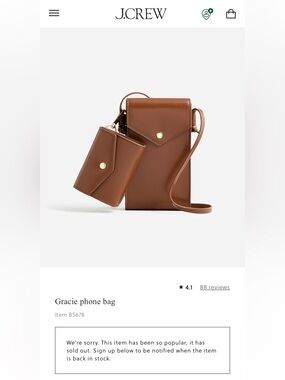 J.CREW Gracie Brown Leather Phone Bag & Card Case Set Minimalist Capsule